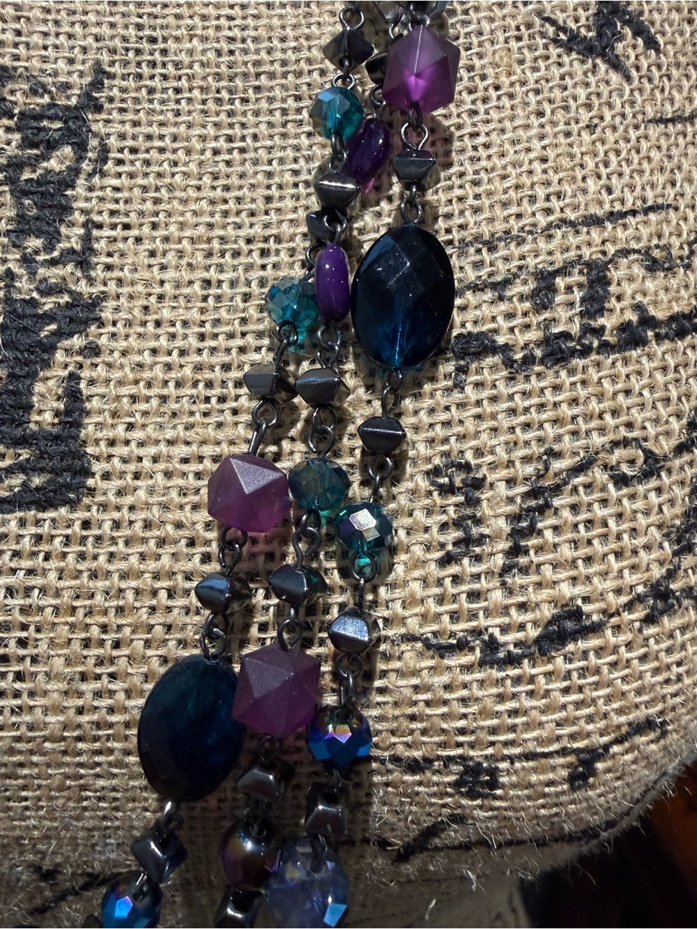 Premier Designs Purple and Teal Multi-Strand Beaded Necklace - Picture 3 of 4